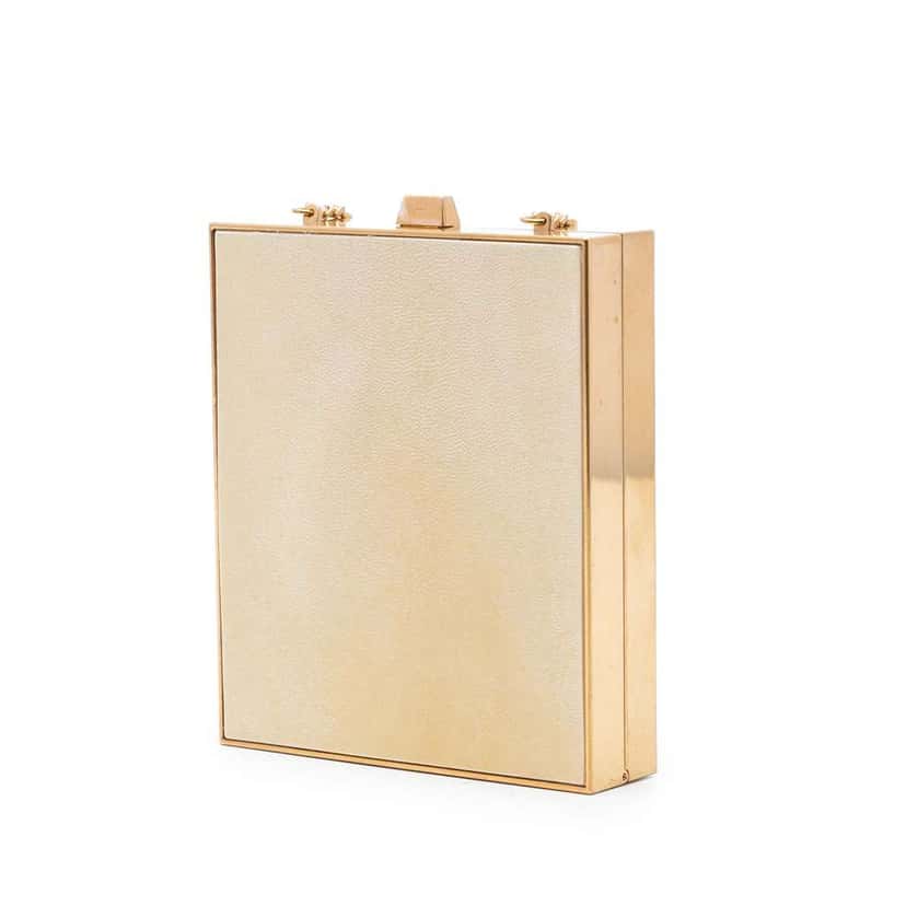 Saint Laurent Acrylic Tuxedo Box Clutch on Chain Beige Very good condition - Back View