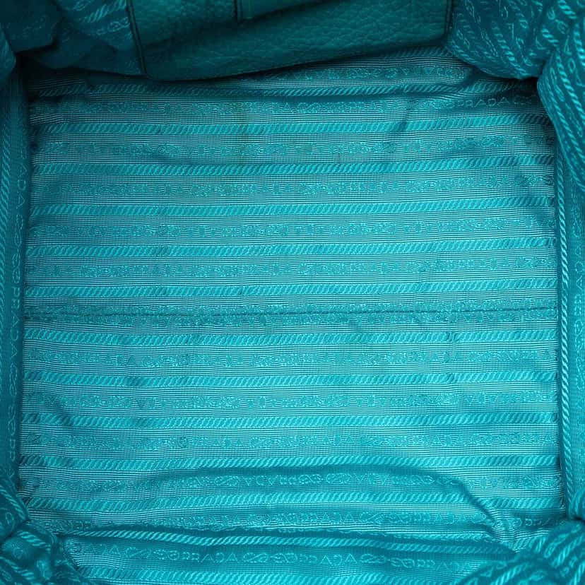 Prada Vitello Daino Front Pocket Open Convertible Tote Blue Leather Very good condition - Model View