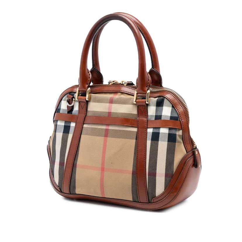Burberry Small Leather Trimmed House Check Canvas Bridle Orchard Satchel Brown Canvas Very good condition - Back View