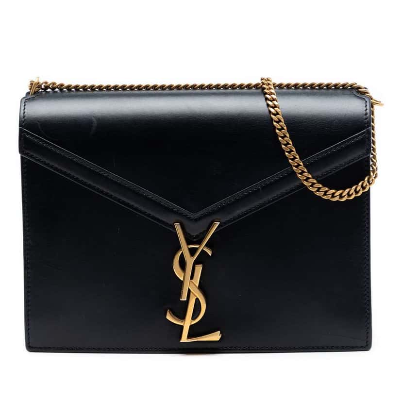 Saint Laurent Smooth Calfskin Monogram Cassandra Clasp Bag Black Leather Very good condition - Front View