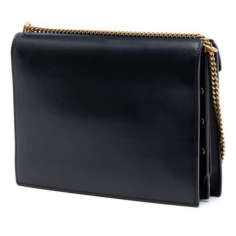 Saint Laurent Smooth Calfskin Monogram Cassandra Clasp Bag Black Leather Very good condition - Back View