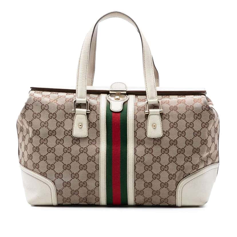 Gucci GG Canvas Web Treasure Boston Bag Beige Canvas Very good condition - Front View