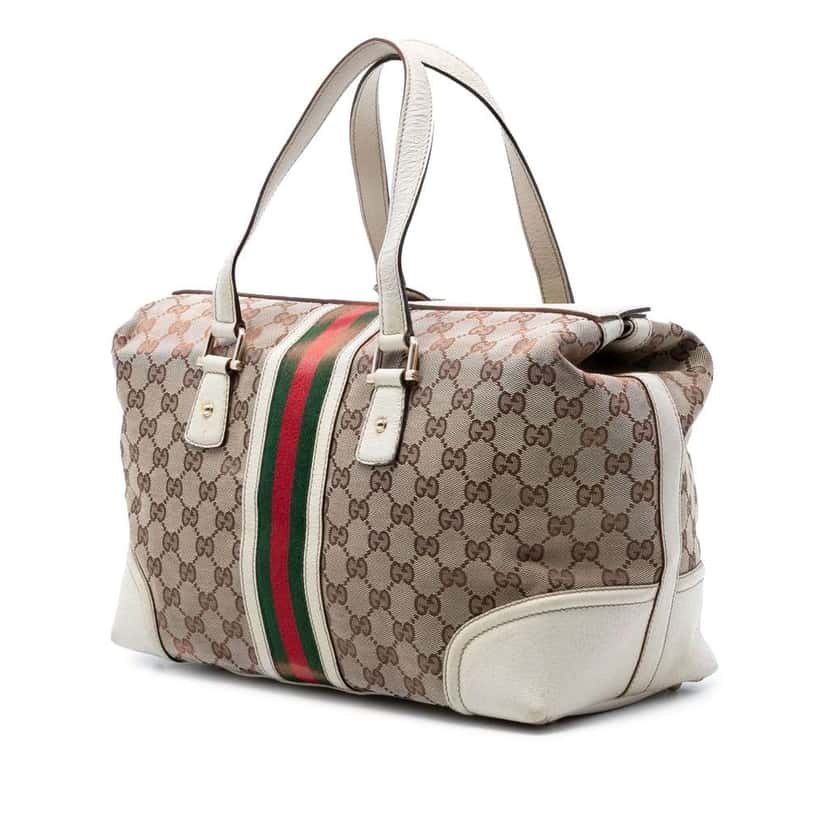 Gucci GG Canvas Web Treasure Boston Bag Beige Canvas Very good condition - Back View