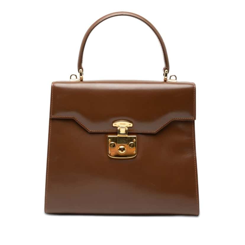 Gucci Calfskin Lady Lock Satchel Brown Leather Very good condition - Front View