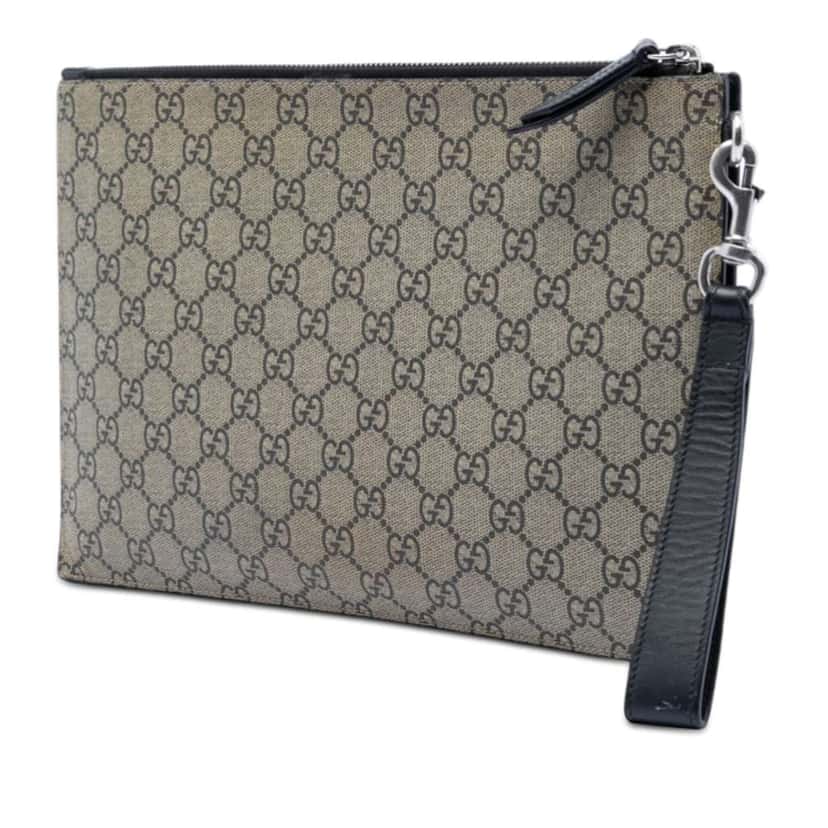 Gucci GG Supreme Tiger Clutch Beige Canvas Very good condition - Back View