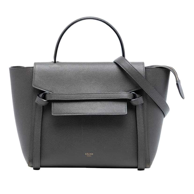 Celine Micro Grained Calfskin Belt Bag Grey Leather Very good condition - Front View