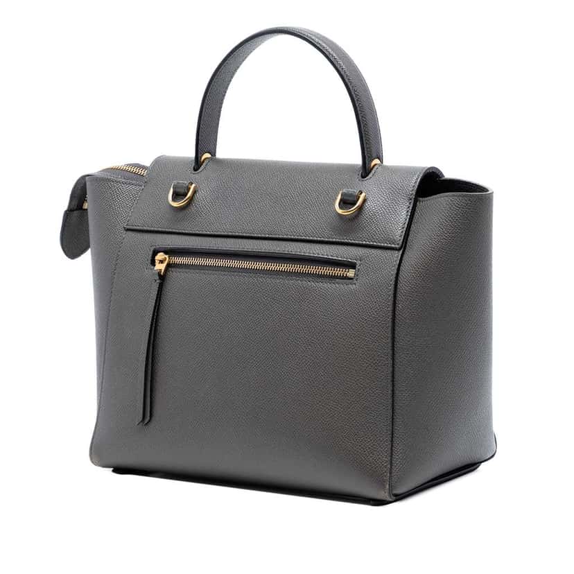 Celine Micro Grained Calfskin Belt Bag Grey Leather Very good condition - Back View