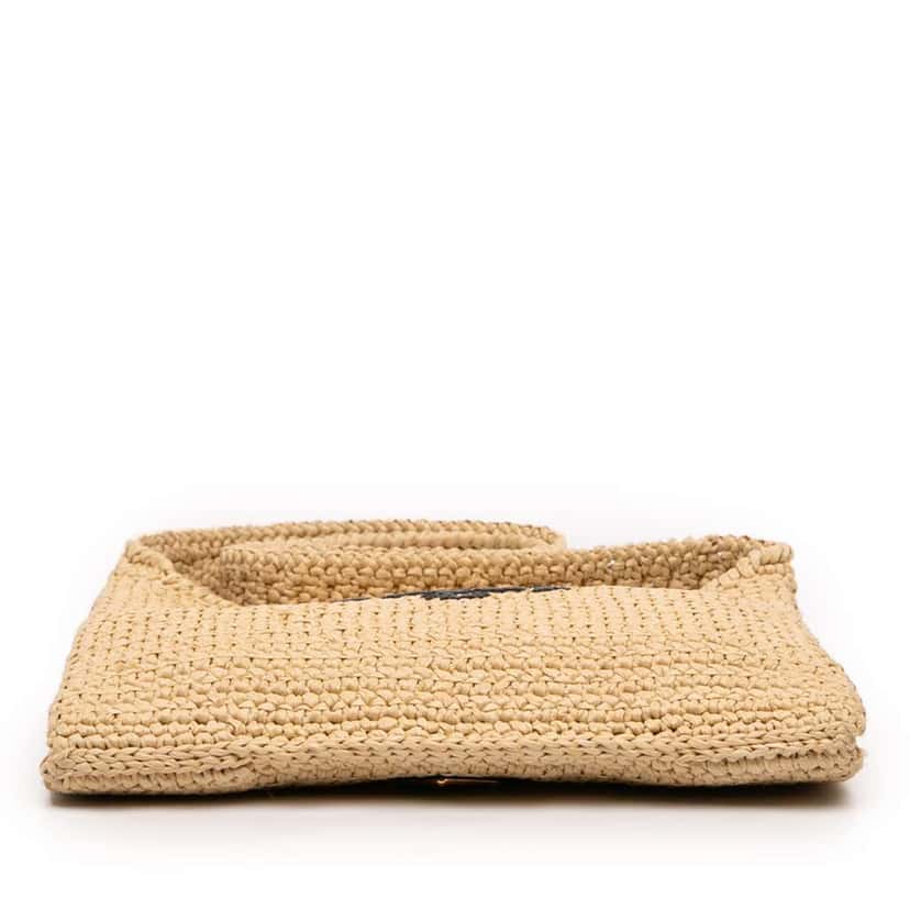 Prada Raffia Effect Crochet Logo Embroidered Crossbody Beige Very good condition - Inside View