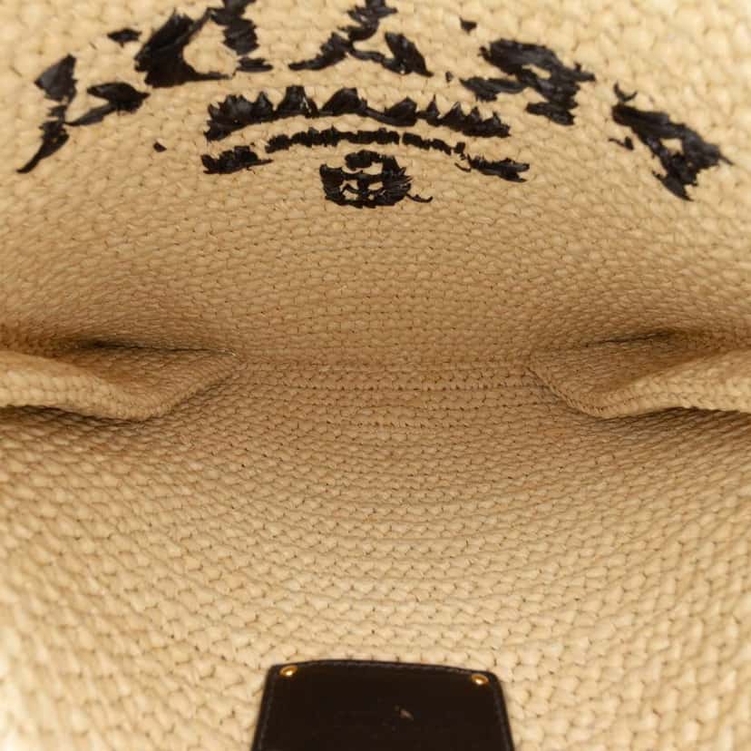 Prada Raffia Effect Crochet Logo Embroidered Crossbody Beige Very good condition - Model View