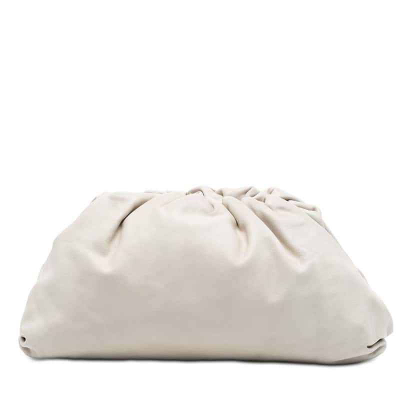 Bottega Veneta Lambskin The Pouch White Leather Very good condition - Front View