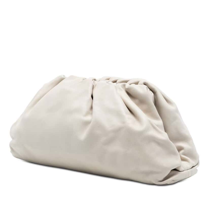 Bottega Veneta Lambskin The Pouch White Leather Very good condition - Back View