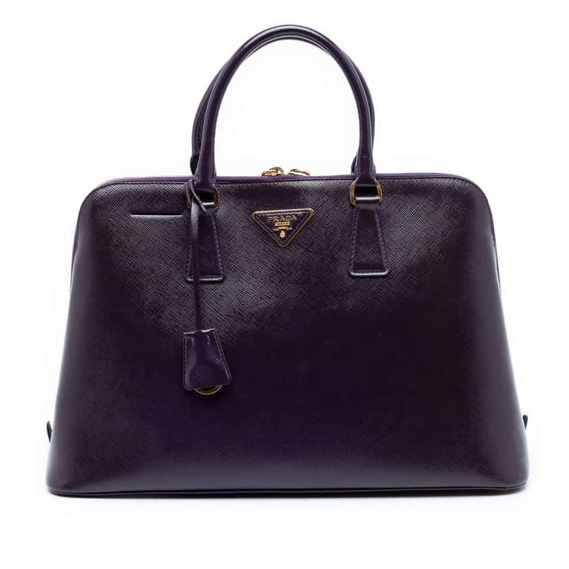 Prada Large Saffiano Vernice Promenade Satchel Purple Leather Very good condition - Front View