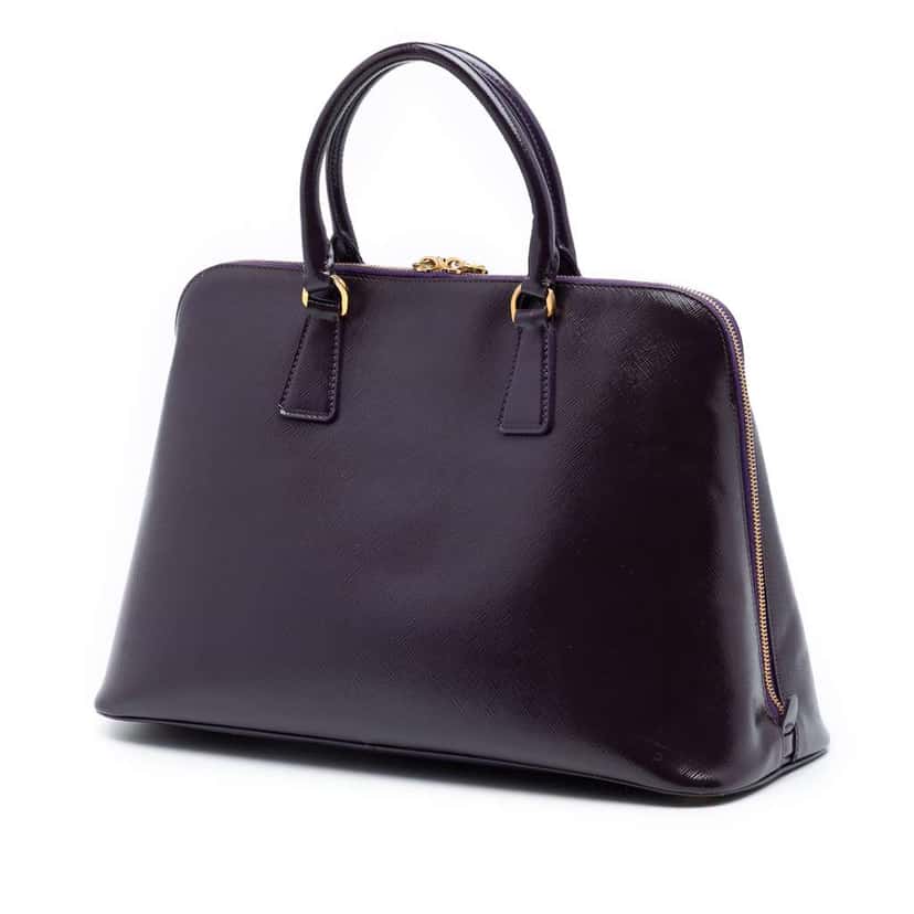 Prada Large Saffiano Vernice Promenade Satchel Purple Leather Very good condition - Back View