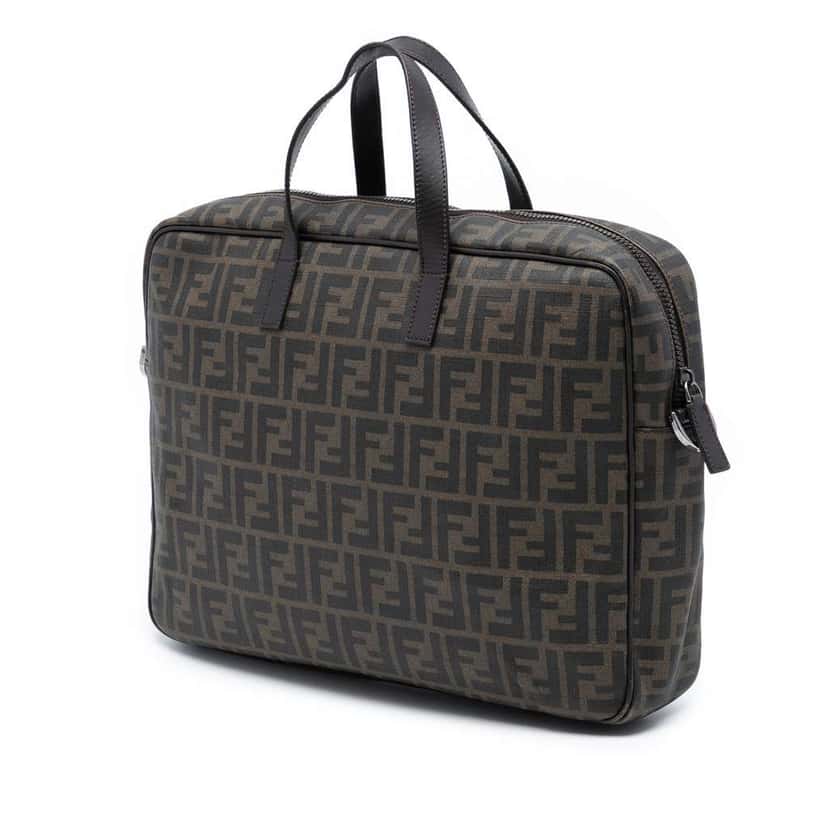 Fendi Zucca Coated Canvas Business Bag Brown Canvas Very good condition - Back View