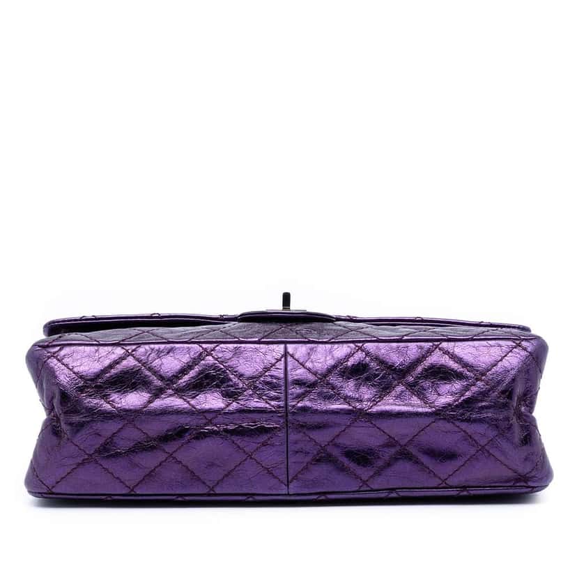 Chanel Quilted Metallic Calfskin Reissue 2.55 Double Flap 226 Purple Leather Very good condition - Inside View