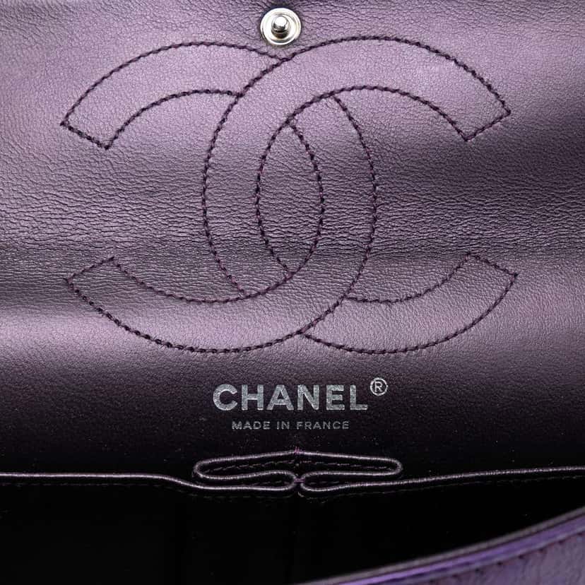 Chanel Quilted Metallic Calfskin Reissue 2.55 Double Flap 226 Purple Leather Very good condition - Box View