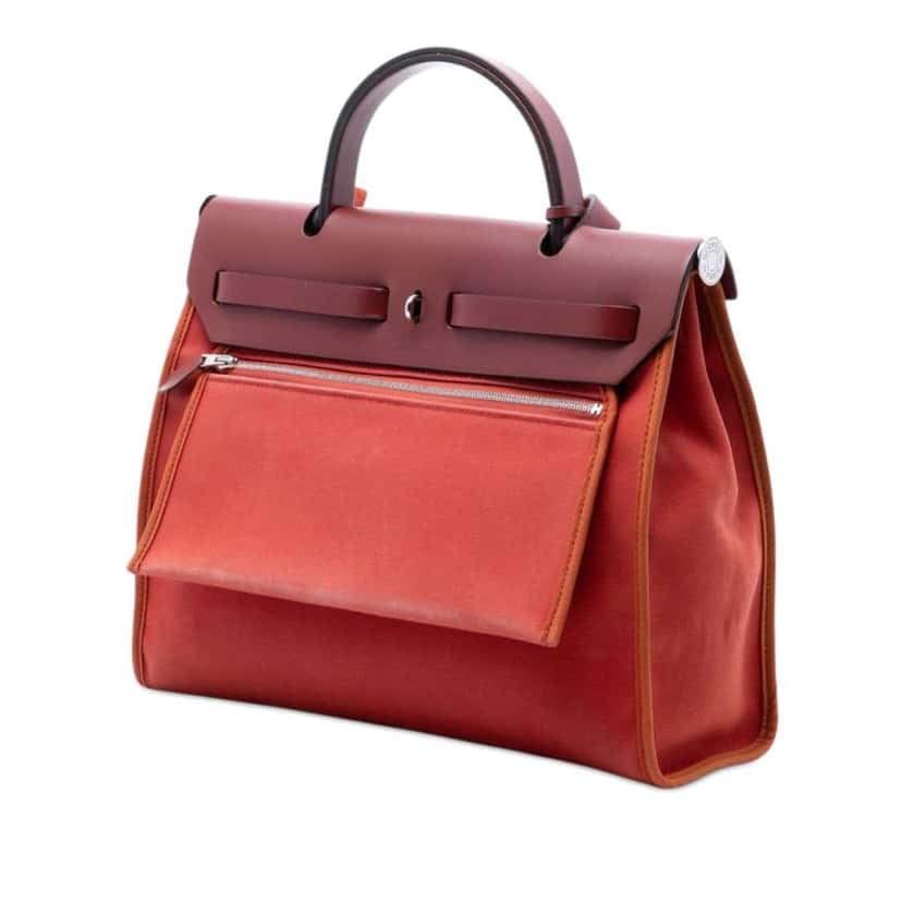 Hermès Toile Herbag Zip 31 Orange Canvas Very good condition - Back View