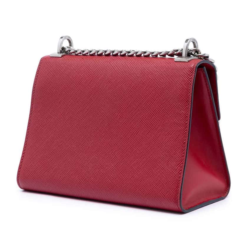 Prada Saffiano Cuir Monochrome Envelope Crossbody Red Leather Very good condition - Back View