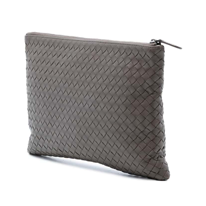 Bottega Veneta Nappa Intrecciato Clutch Brown Leather Very good condition - Back View