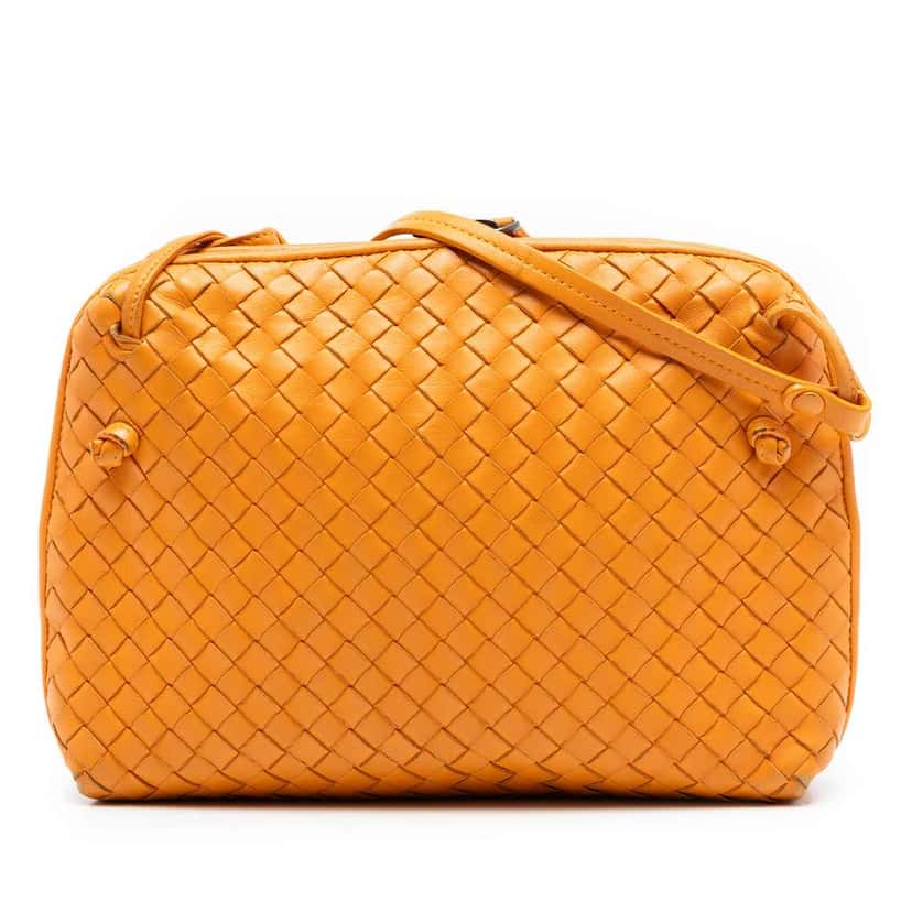 Bottega Veneta Nappa Intrecciato Nodini Crossbody Orange Leather Very good condition - Front View