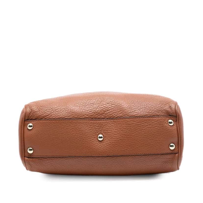 Gucci Small Calfskin Bamboo Shopper Satchel Brown Leather Very good condition - Inside View