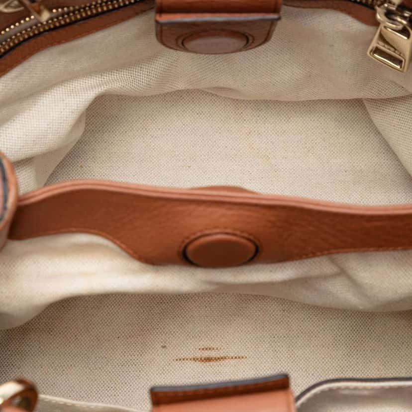 Gucci Small Calfskin Bamboo Shopper Satchel Brown Leather Very good condition - Model View