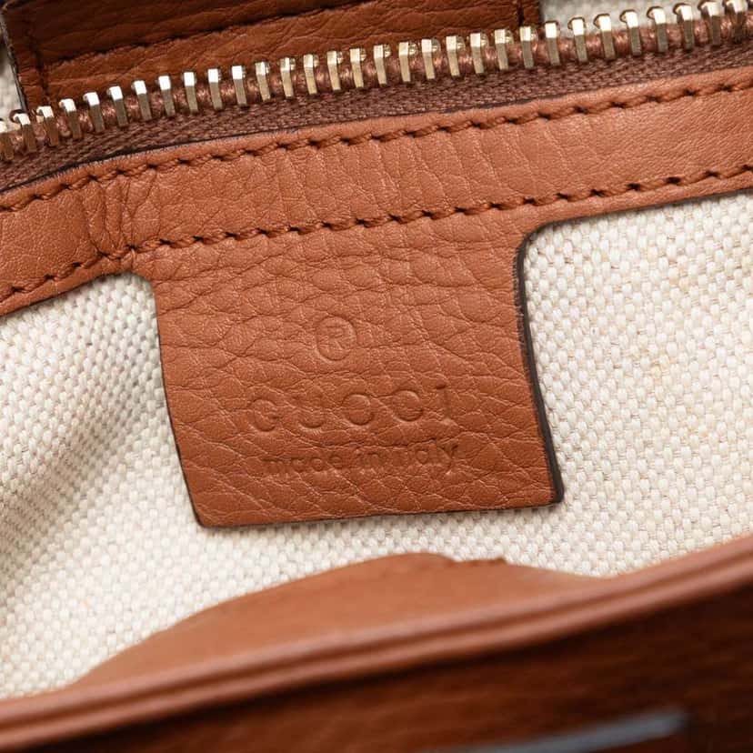 Gucci Small Calfskin Bamboo Shopper Satchel Brown Leather Very good condition - Box View