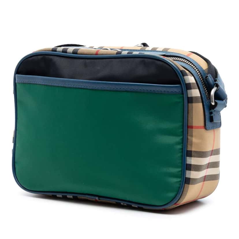 Burberry House Check Trimmed Nylon Paddy Crossbody Green Very good condition - Back View