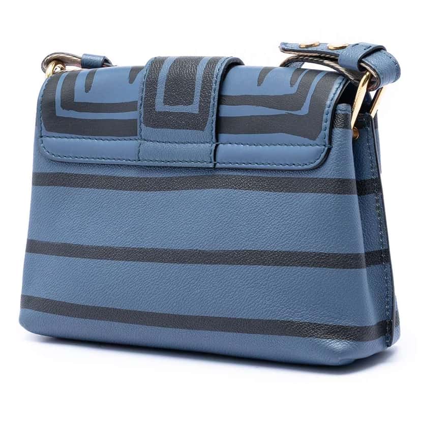 Burberry Small Printed Leather Medley Buckle Crossbody Blue Leather Very good condition - Back View