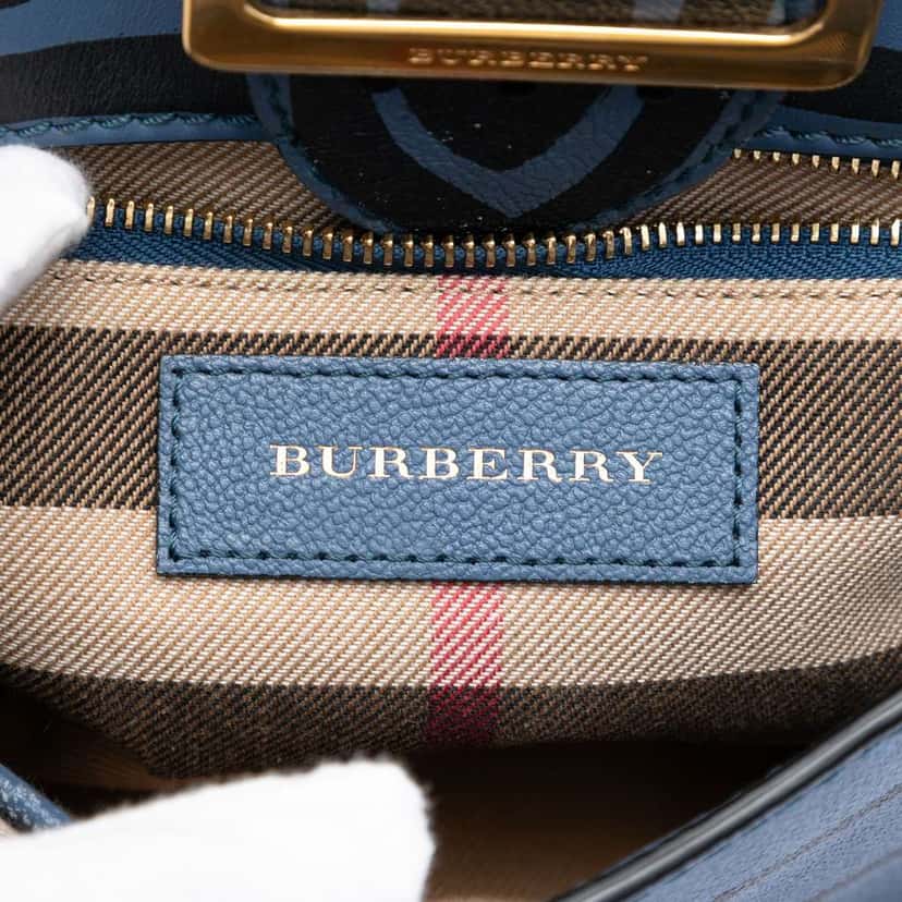 Burberry Small Printed Leather Medley Buckle Crossbody Blue Leather Very good condition - Box View