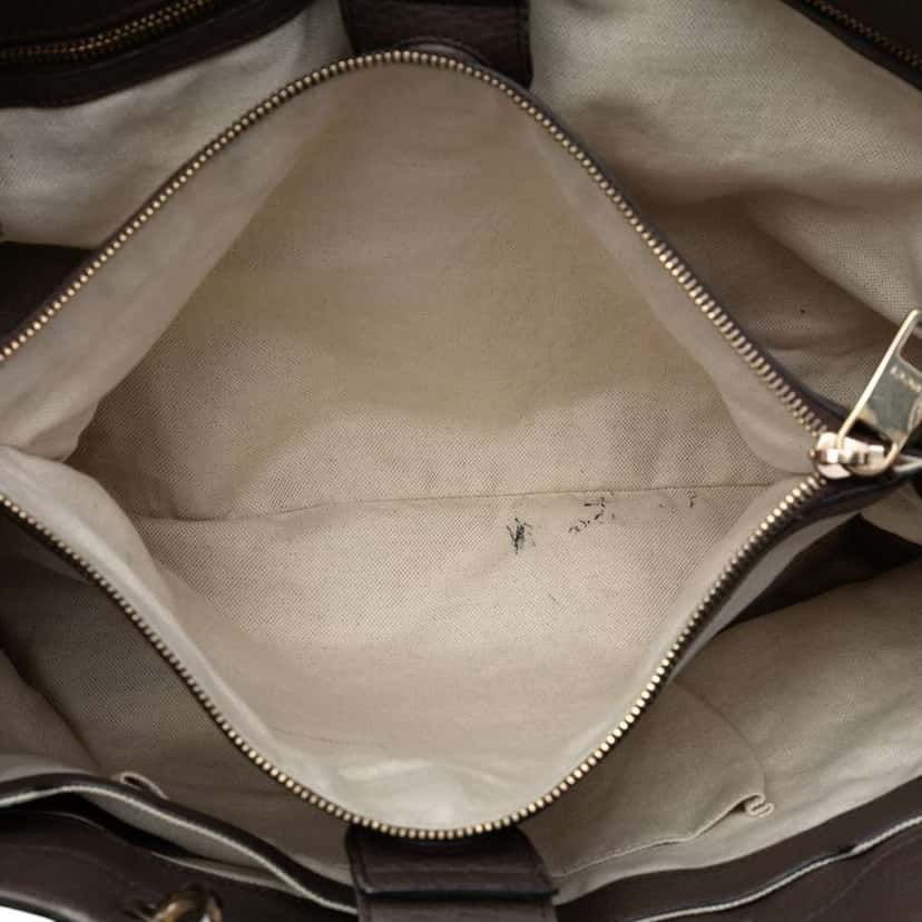 Gucci Large Calfskin Bamboo Shopper Satchel Grey Leather Very good condition - Model View