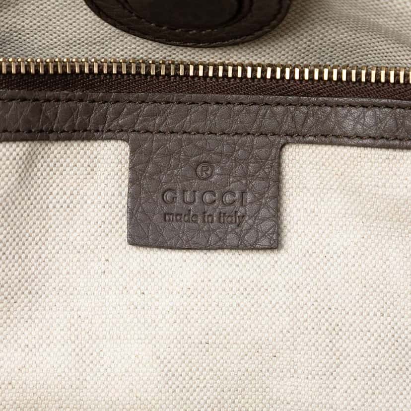 Gucci Large Calfskin Bamboo Shopper Satchel Grey Leather Very good condition - Box View