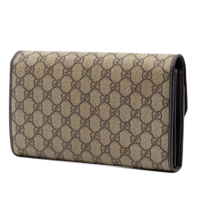Gucci GG Supreme Clutch Beige Canvas Very good condition - Back View