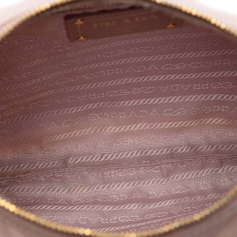 Prada Saffiano Trimmed Tessuto Zip Top Crossbody Pink Very good condition - Model View