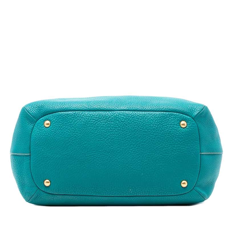 Prada Vitello Daino Zip Top Satchel Blue Leather Very good condition - Inside View