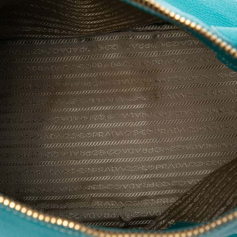 Prada Vitello Daino Zip Top Satchel Blue Leather Very good condition - Model View