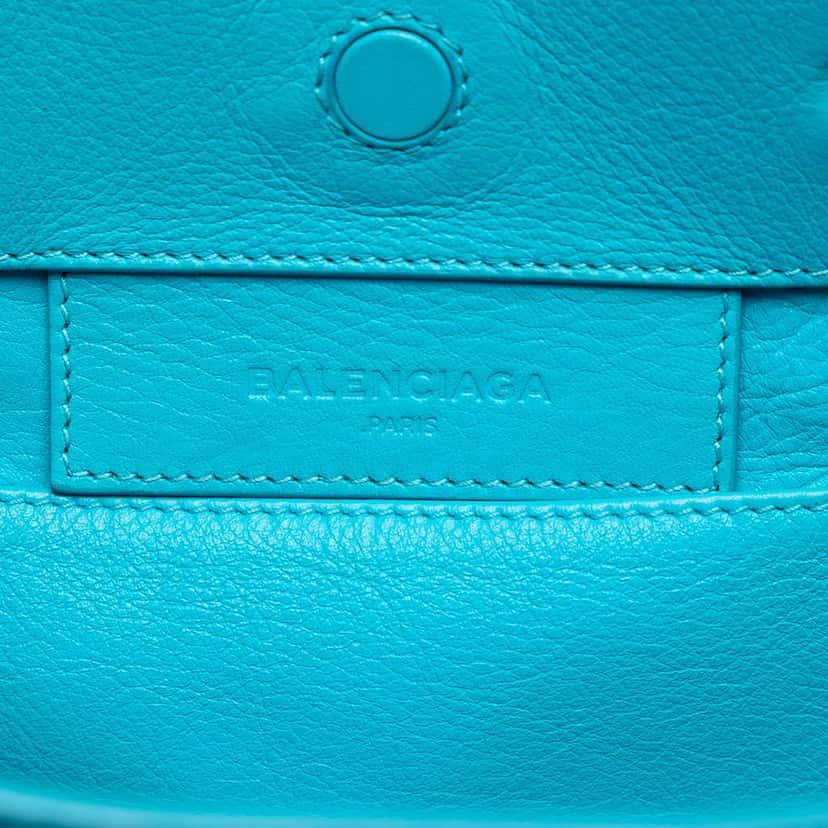 Balenciaga Mini Leather Papier A6 Zip-Around Satchel Blue Leather Very good condition - Box View