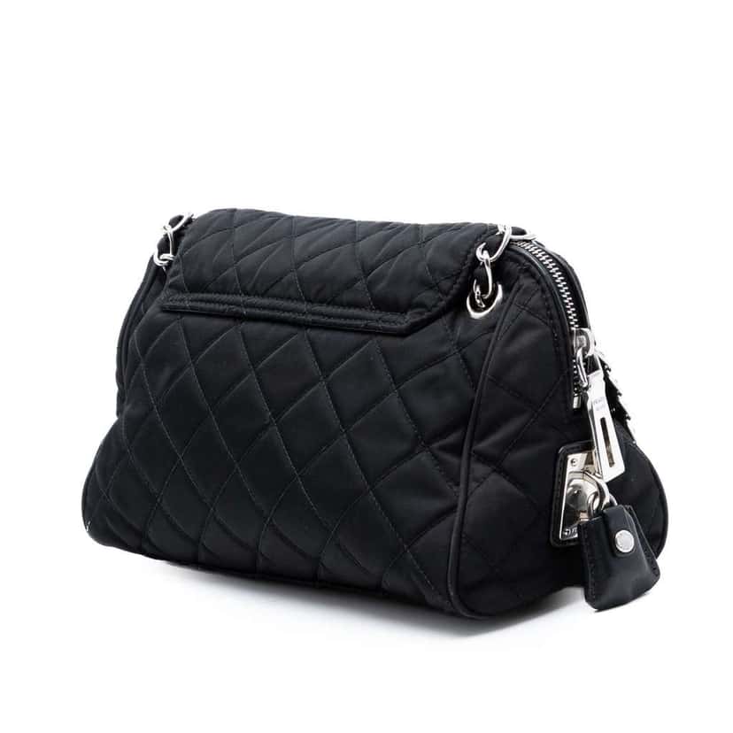 Prada Impuntu Tessuto Chain Flap Crossbody Black Very good condition - Back View