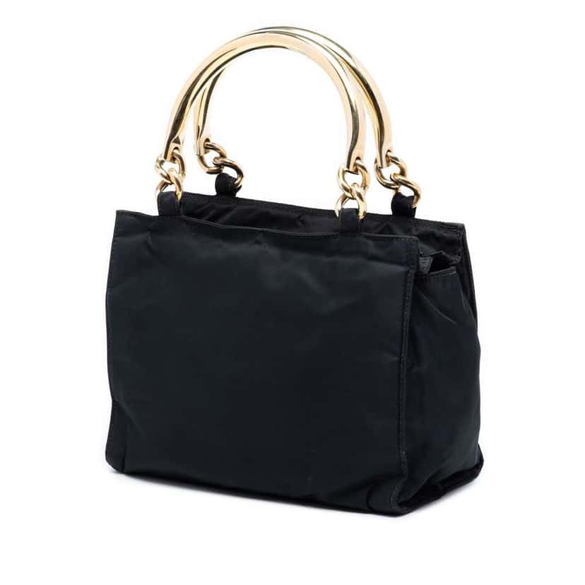 Prada Tessuto Metal Handle Bag Black Very good condition - Back View