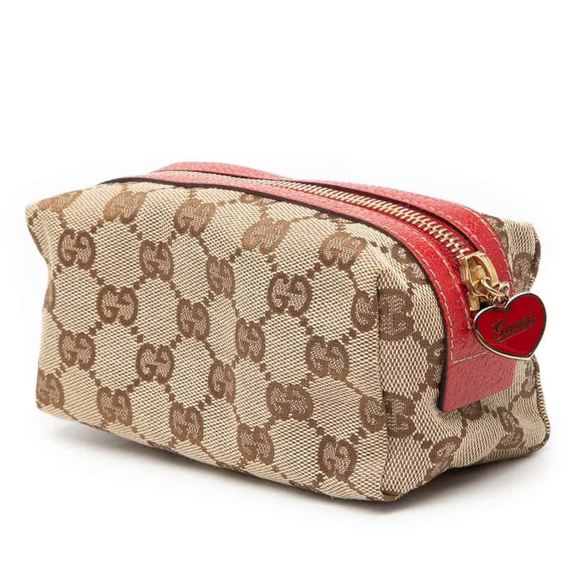 Gucci GG Canvas Cosmetic Pouch Beige Canvas Very good condition - Back View