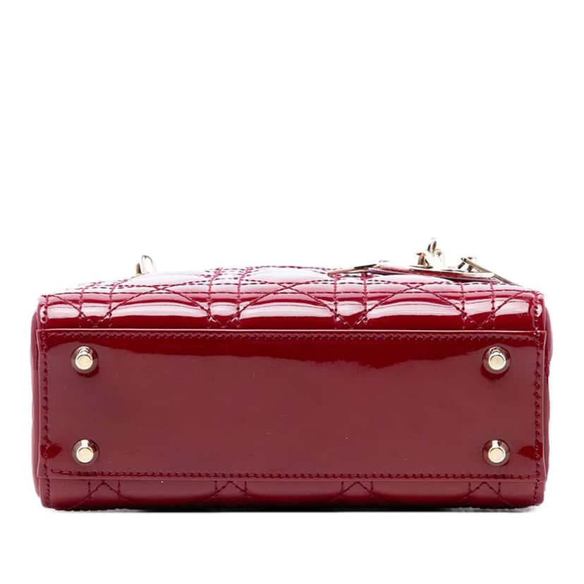 Dior Mini Patent Cannage Lady Dior Red Leather Very good condition - Inside View