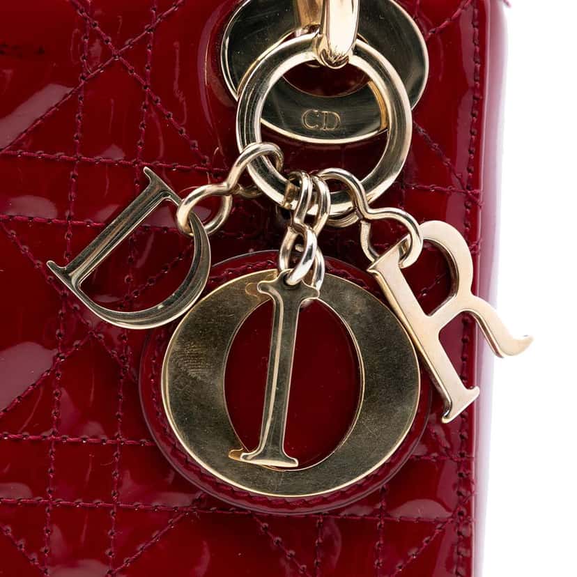 Dior Mini Patent Cannage Lady Dior Red Leather Very good condition - Box View