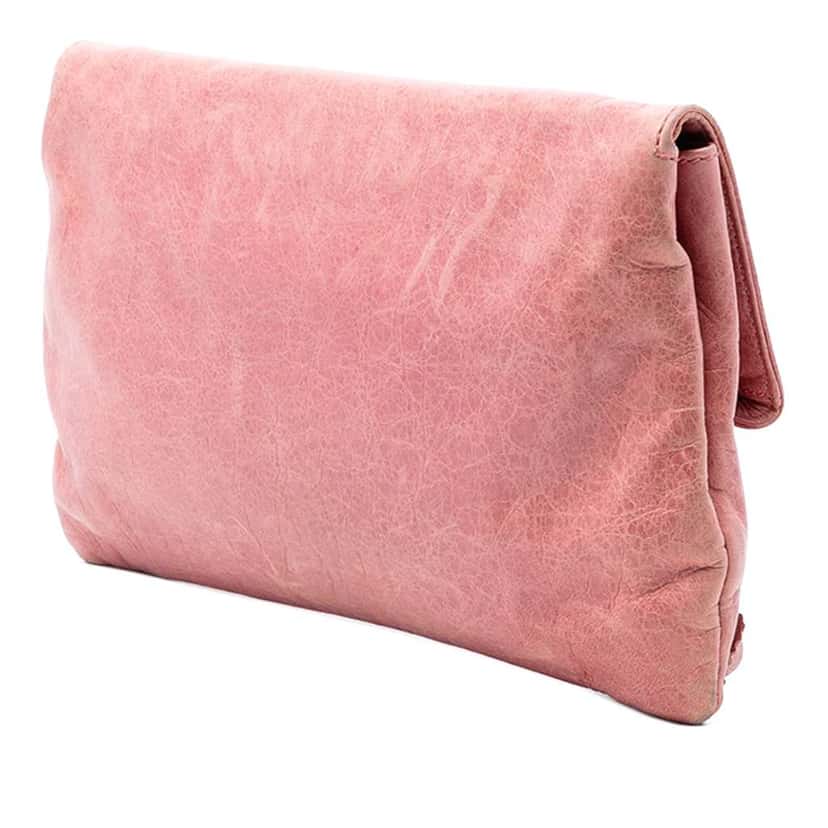 Balenciaga Lambskin Motocross Giant 21 Brogues Envelope Clutch Pink Leather Very good condition - Back View