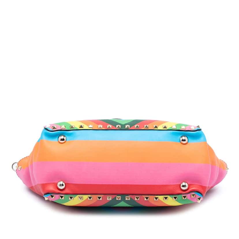 Valentino Small Striped Leather 1973 Rockstud Rainbow Satchel MultiColor Leather Very good condition - Inside View