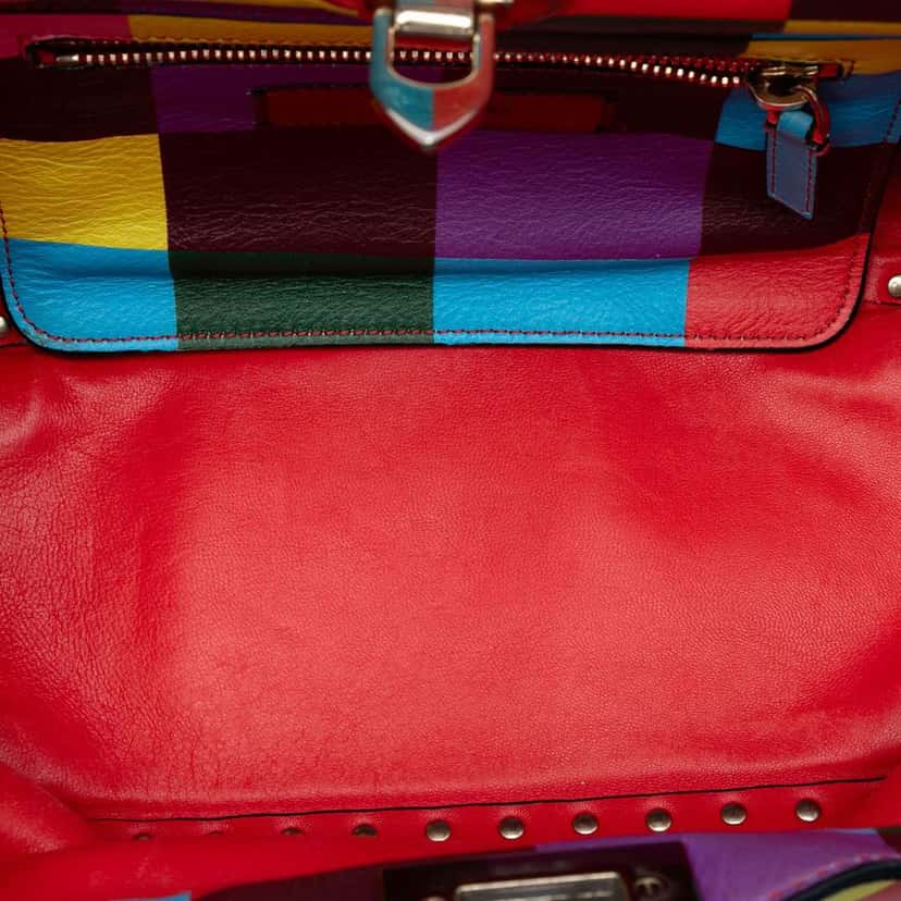 Valentino Small Striped Leather 1973 Rockstud Rainbow Satchel MultiColor Leather Very good condition - Model View