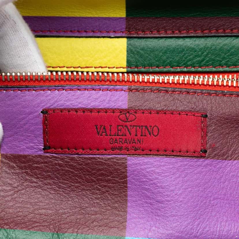 Valentino Small Striped Leather 1973 Rockstud Rainbow Satchel MultiColor Leather Very good condition - Box View