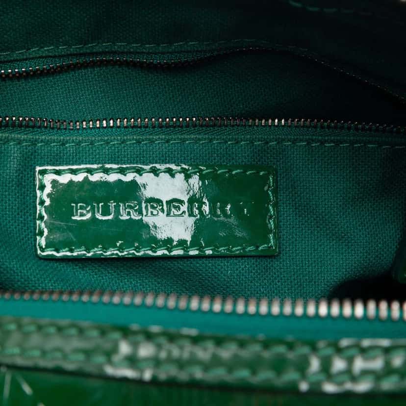 Burberry Medium Embossed Patent Anford Satchel Green Leather Very good condition - Box View