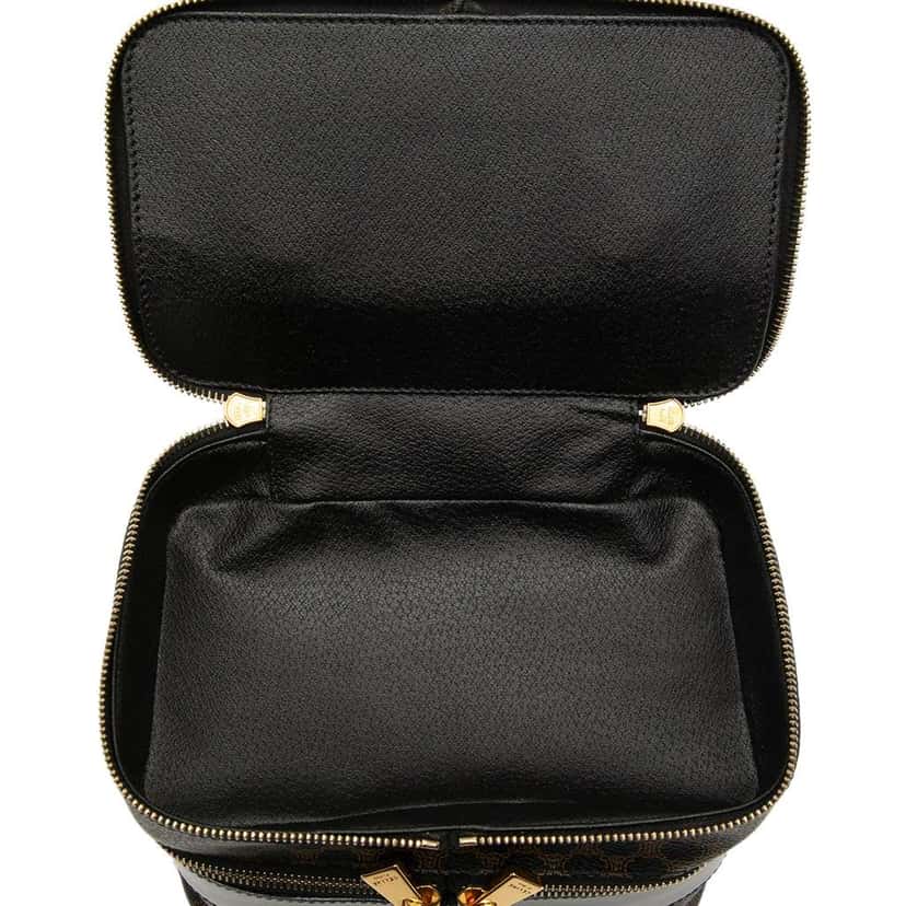 Celine Macadam Coated Canvas Double Zip Vanity Bag Brown Canvas Very good condition - Model View