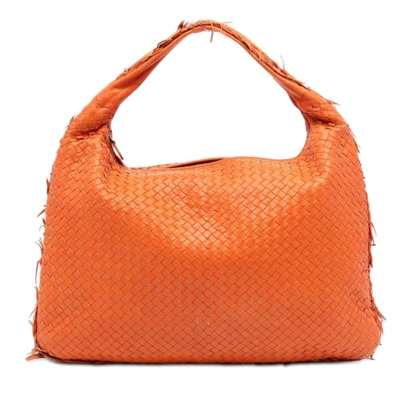 Bottega Veneta Large Nappa Intrecciato Fuzzy Veneta Hobo Orange Leather Very good condition - Front View