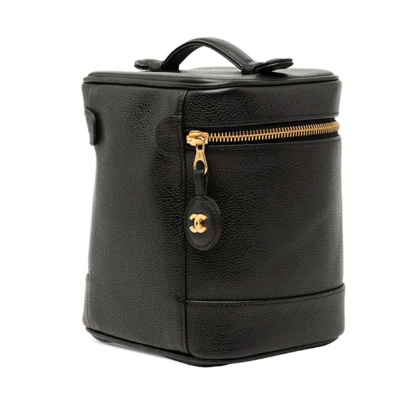 Chanel CC Caviar Vanity Bag Black Leather Very good condition - Back View